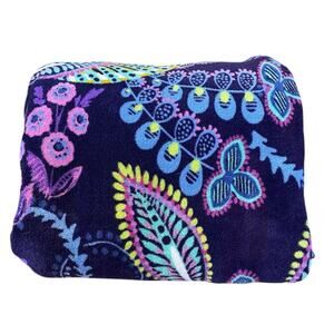 Vera Bradley Fleece Throw Blanket Batik Leaves Purple Paisley Polar Cozy Spread